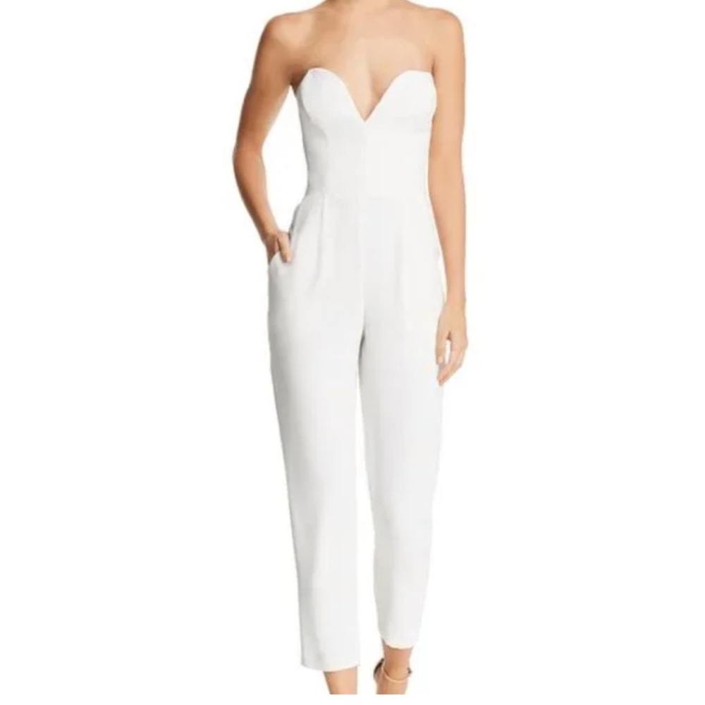 Amanda Uprichard Size Small Sweetheart Neckline Elegant White Strapless Jumpsuit